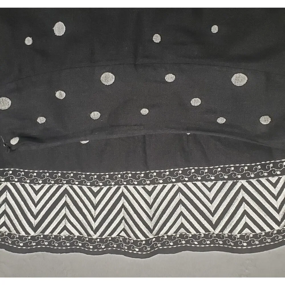 Vintage Carole Little 90s Whimsigoth Polka Dot Midi Skirt Zigzag Hem  4